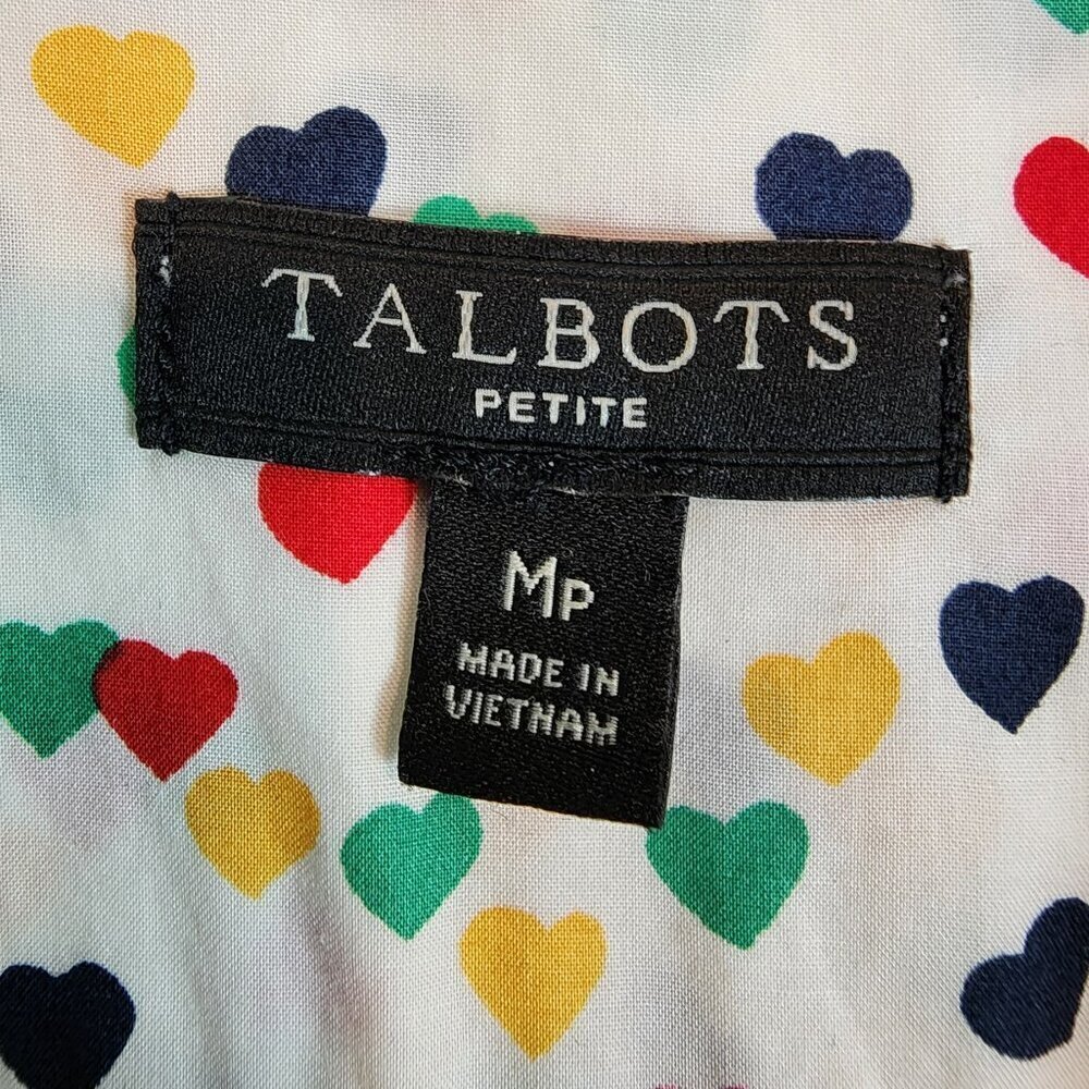 Talbots Multi Color Heart Print Collared Button F… - image 7